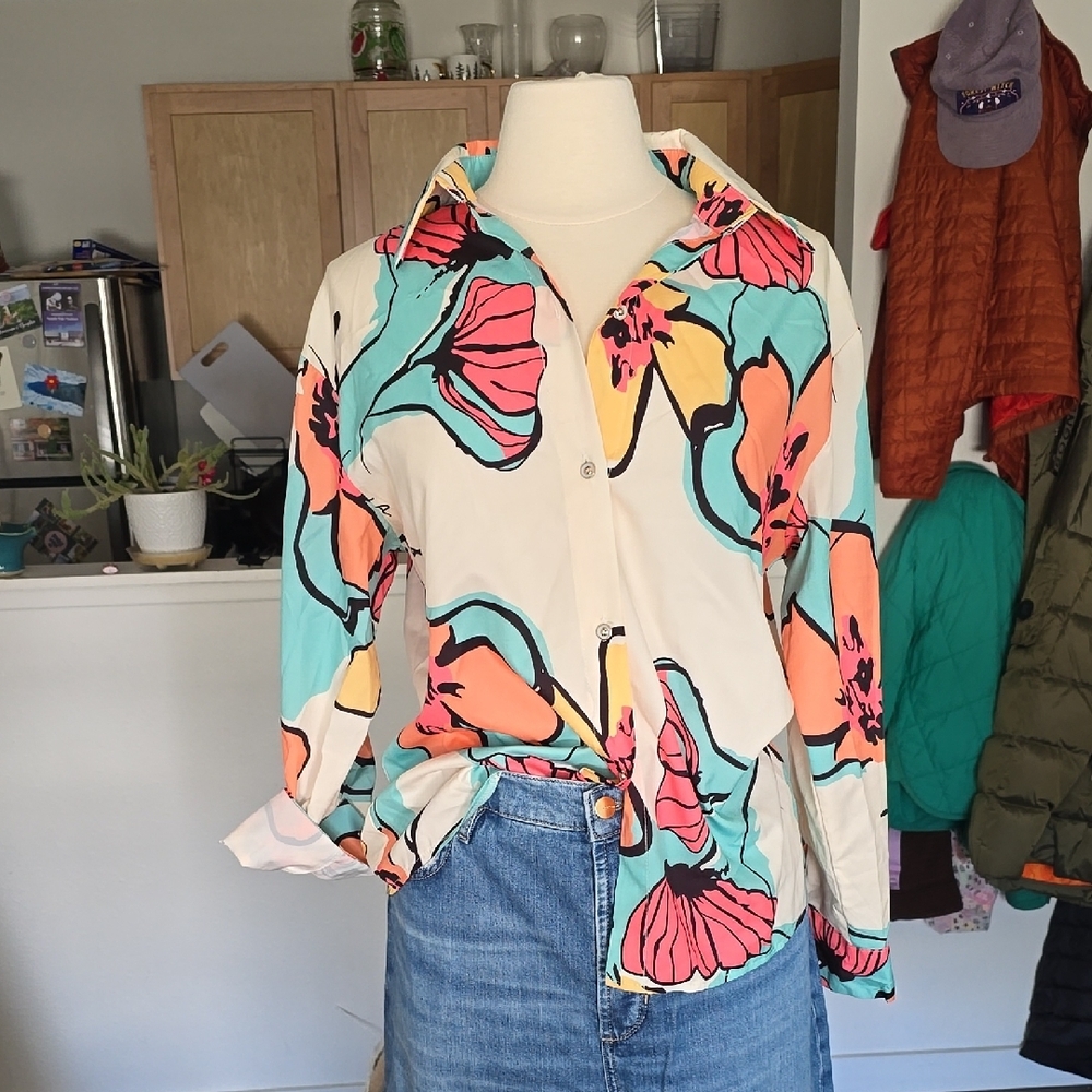 Floral Print Women's Top - Multicolor